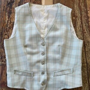 Vintage Green Plaid Button-Up Vest | Medium